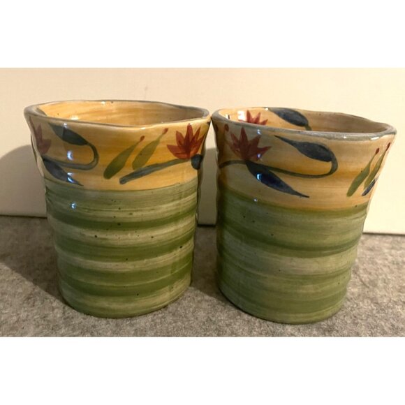 2 Pier 1 Import San Marino Earthenware Mugs, Elizabeth Design  # 1977 - Picture 1 of 6